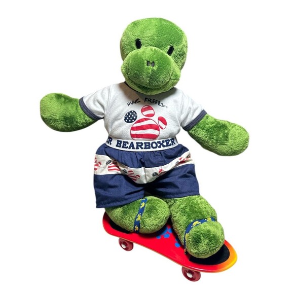 BAB RETIRED Build a Bear Green Trekkin' Turtle Plush, Skateboard & Outfit *Sound - Picture 1 of 6